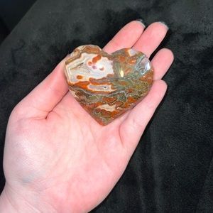 Carnelian & Moss Agate Crystal Heart